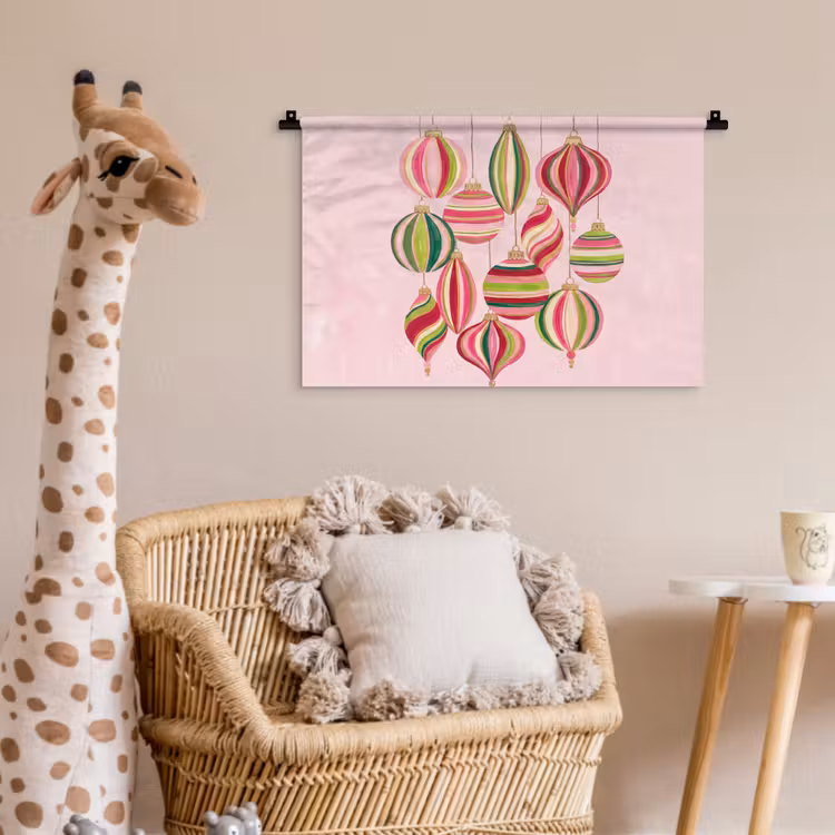 Wandkleed - Kerstversiering - Gestreept - Roze — 5