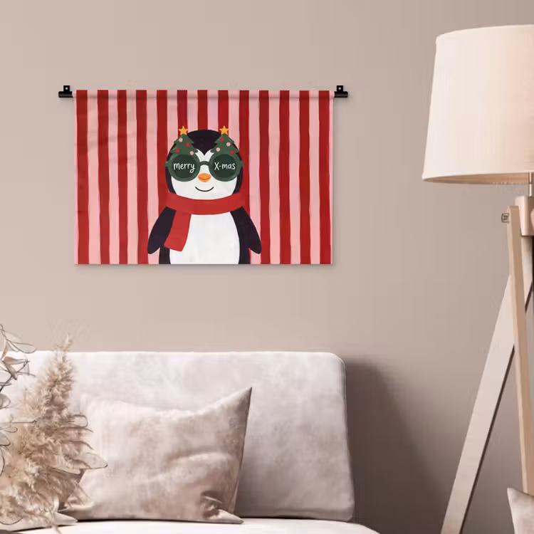 Wandkleed - Pinguïn - Kerst - Illustratie — 2