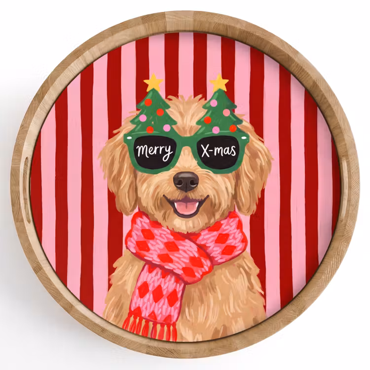 Dienblad - Hond - Kerst - Rood