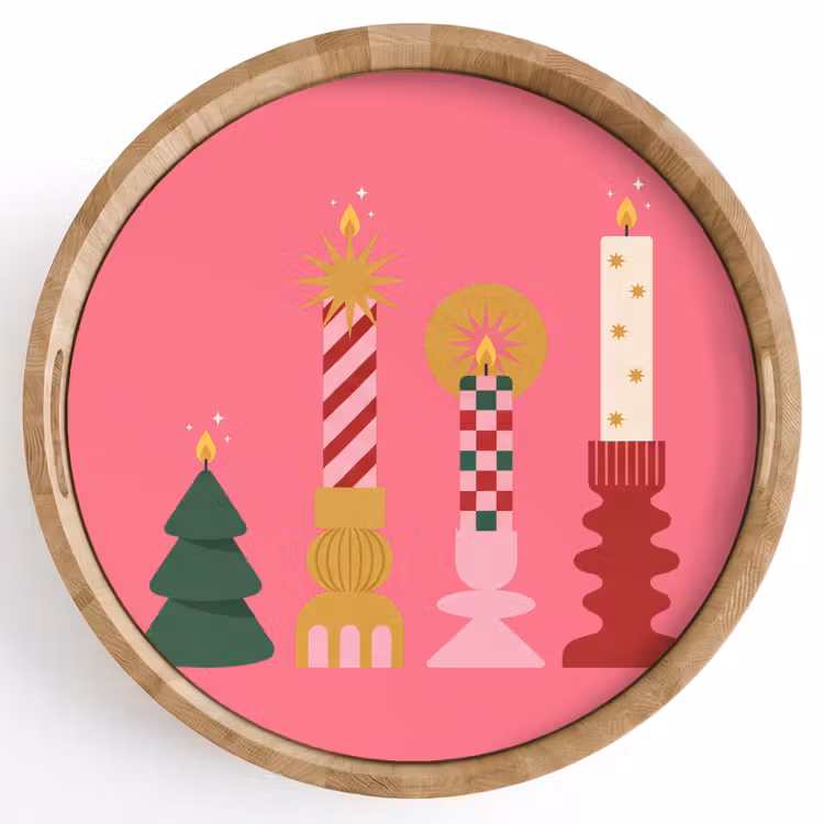 Dienblad - Kaarsen - Feest - Roze — 1
