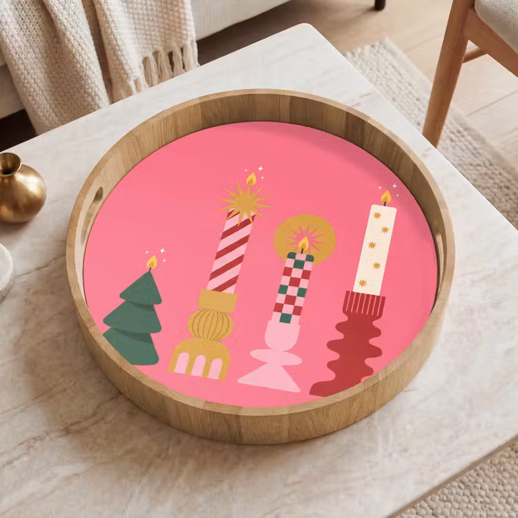 Dienblad - Kaarsen - Feest - Roze — 2