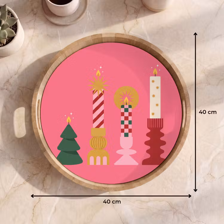 Dienblad - Kaarsen - Feest - Roze — 9