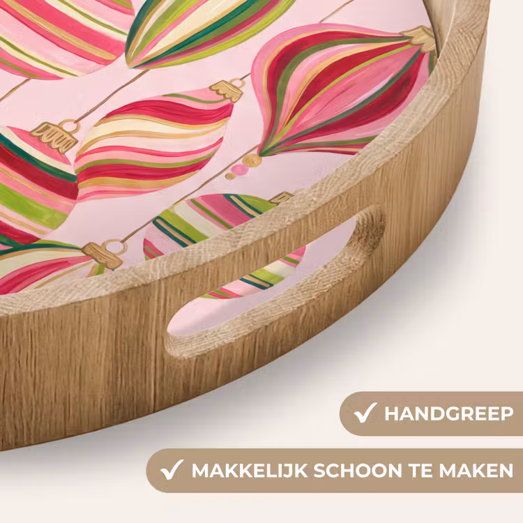 Dienblad - Kerstversiering - Gestreept - Roze — 5