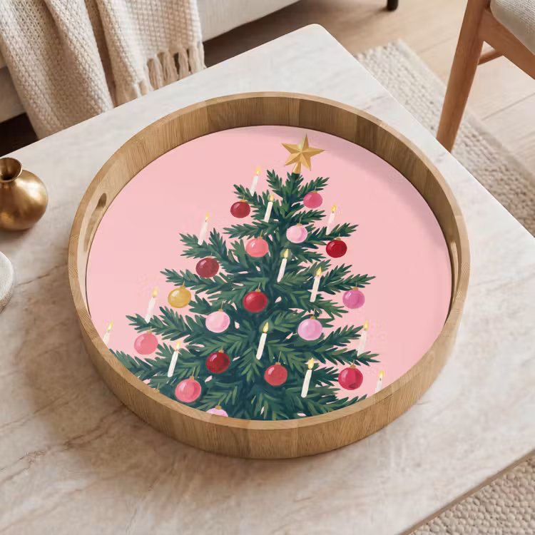 Dienblad - Kerstboom - Kerst - Roze — 2