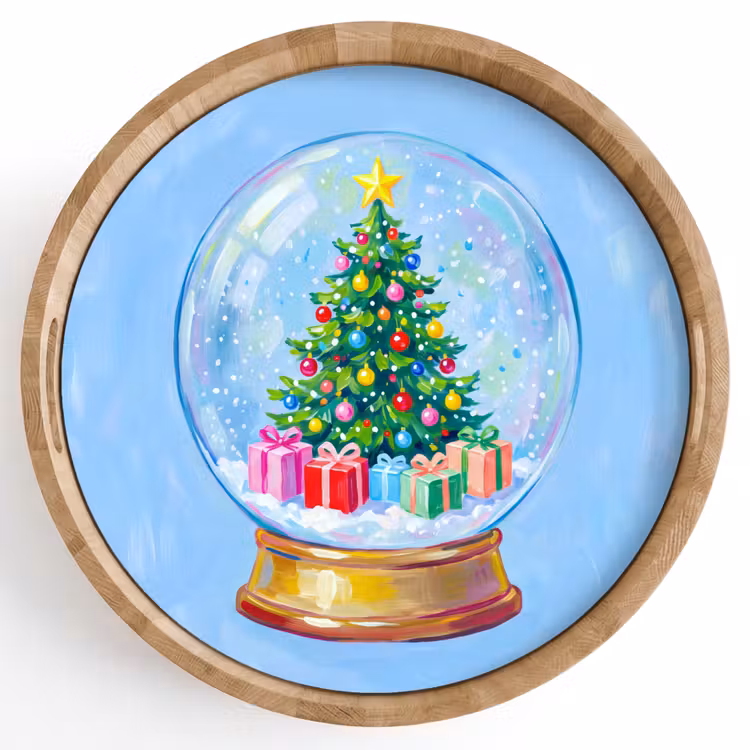Dienblad - Sneeuwbol - Kerst - Cadeaus