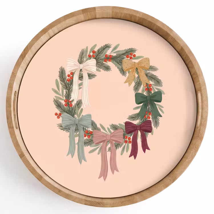 Dienblad - Kerstkrans - Strikken - Kerst