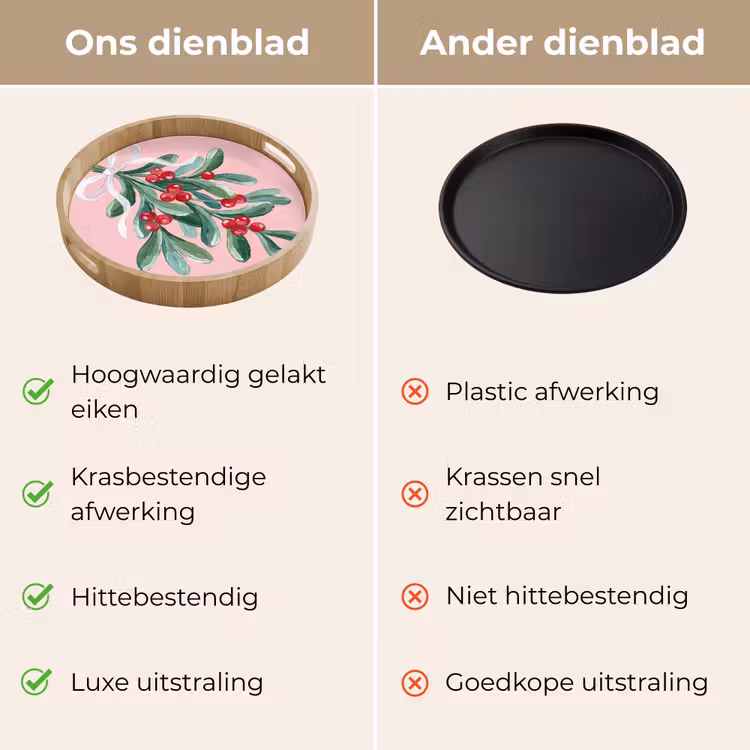 Dienblad - Plant - Kerst - Roze — 3