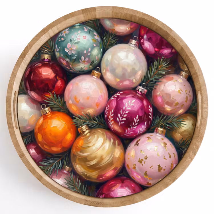 Dienblad - Kerstballen - Kleurrijk - Feest
