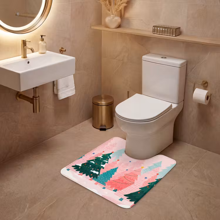 Wc Mat - Kerstbomen - Illustratie - Roze — 3