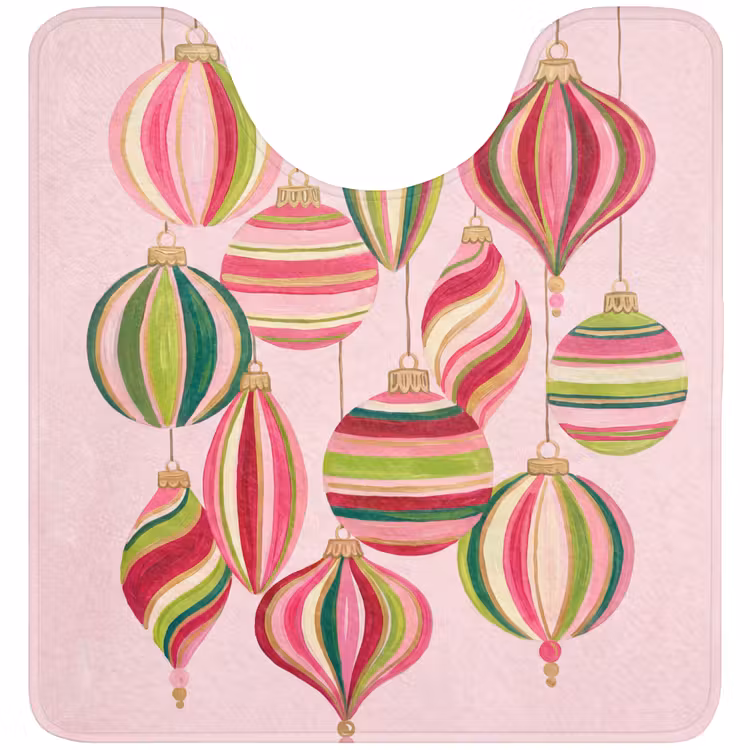 Wc Mat - Kerstversiering - Gestreept - Roze