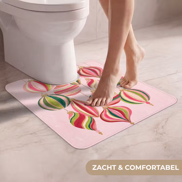 Wc Mat - Kerstversiering - Gestreept - Roze — 5