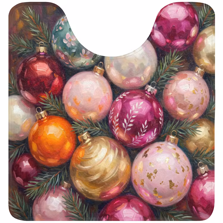 Wc Mat - Kerstballen - Kleurrijk - Feest