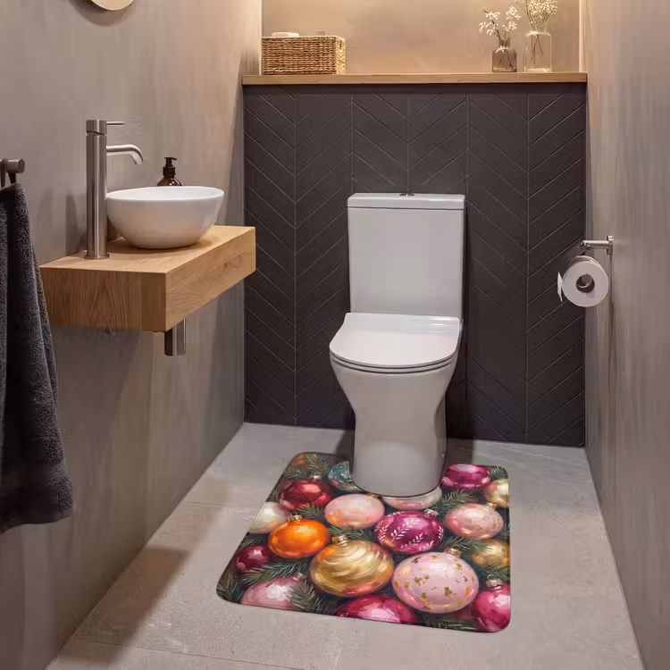 Wc Mat - Kerstballen - Kleurrijk - Feest — 2