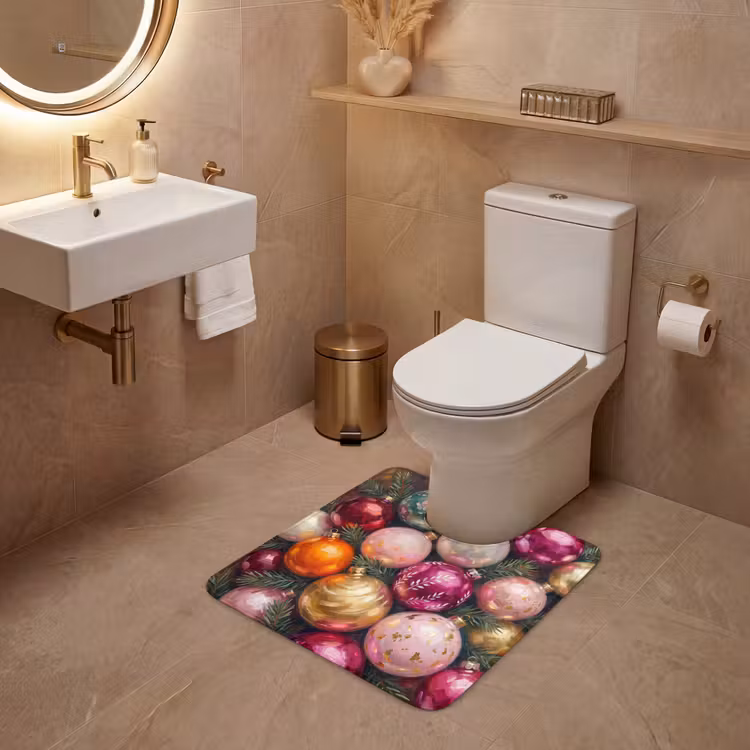Wc Mat - Kerstballen - Kleurrijk - Feest — 3