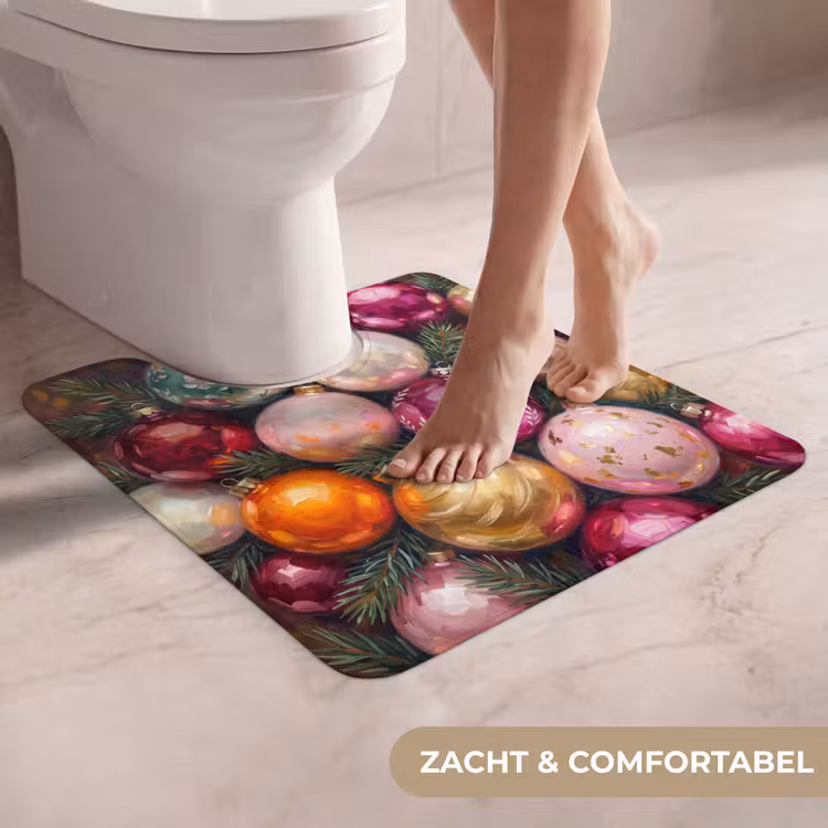 Wc Mat - Kerstballen - Kleurrijk - Feest — 5