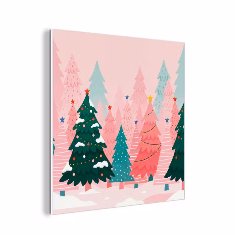 Forex - Kerstbomen - Illustratie - Roze