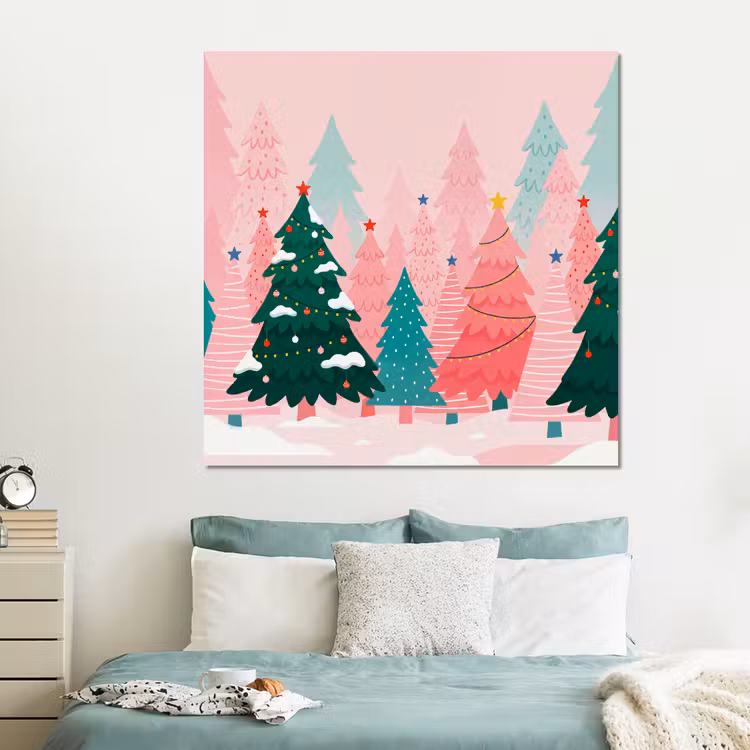 Forex - Kerstbomen - Illustratie - Roze — 2