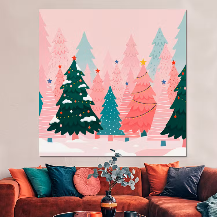 Forex - Kerstbomen - Illustratie - Roze — 3