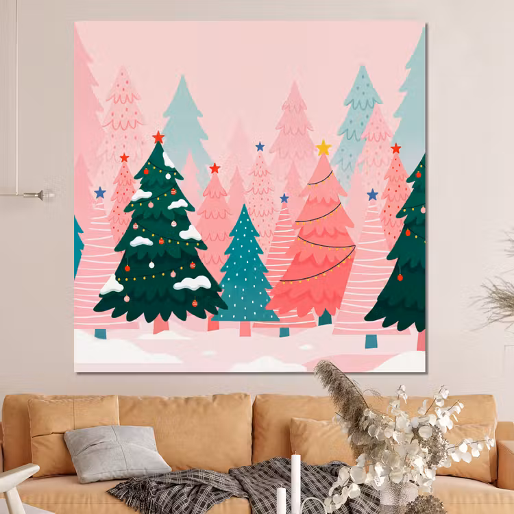Forex - Kerstbomen - Illustratie - Roze — 4