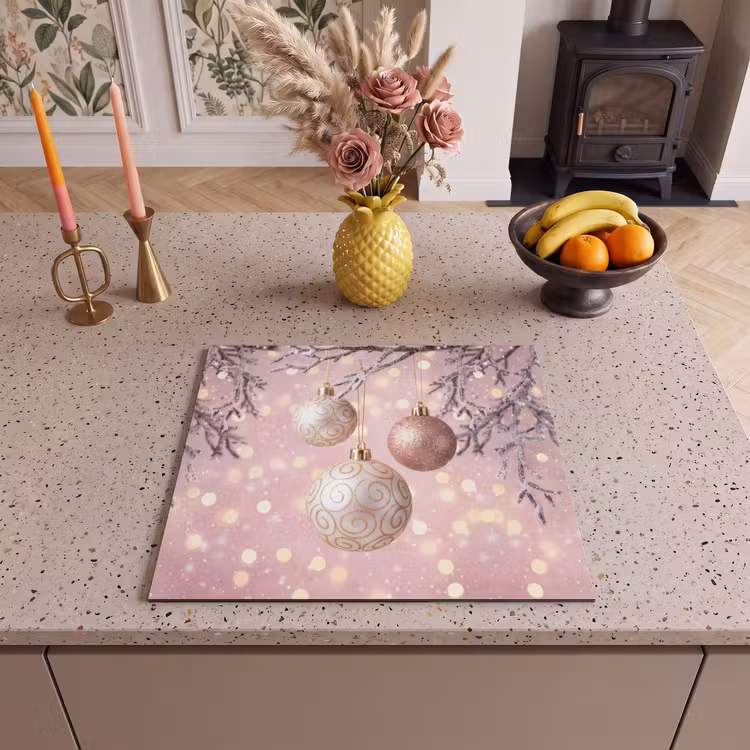 Inductie beschermer - Kerstbal - Roze - Winter — 2
