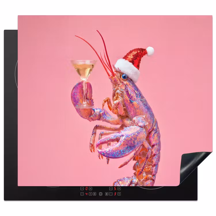 Inductie beschermer - Kreeft - Kerst - Roze — 1
