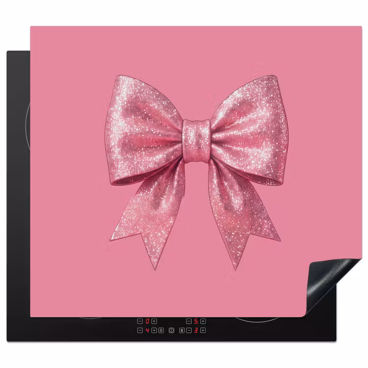 Inductie beschermer - Roze strik - Glitter — 1