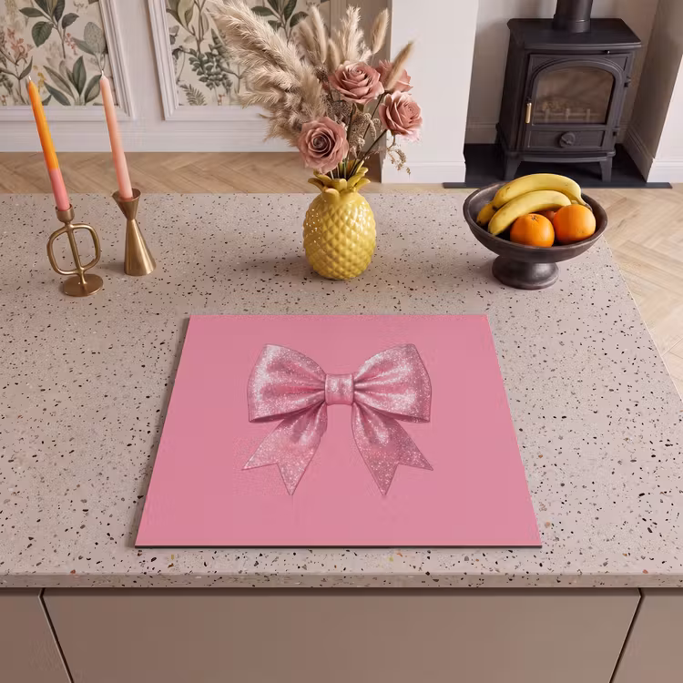 Inductie beschermer - Roze strik - Glitter — 2