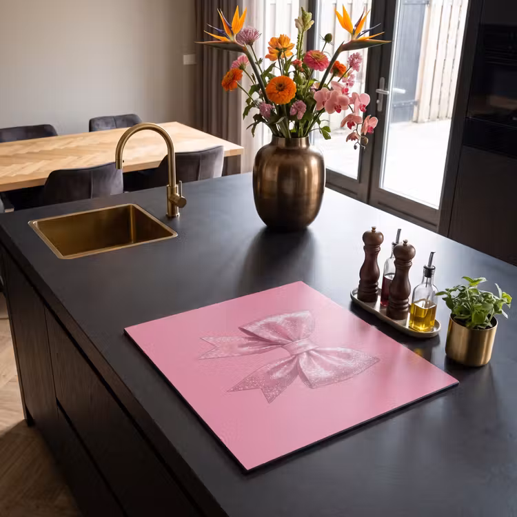 Inductie beschermer - Roze strik - Glitter — 5