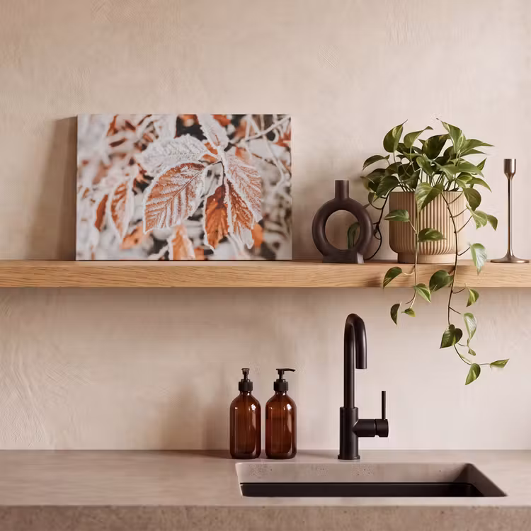 Canvas schilderij - Bladeren - IJs - Winter - Natuur — 4