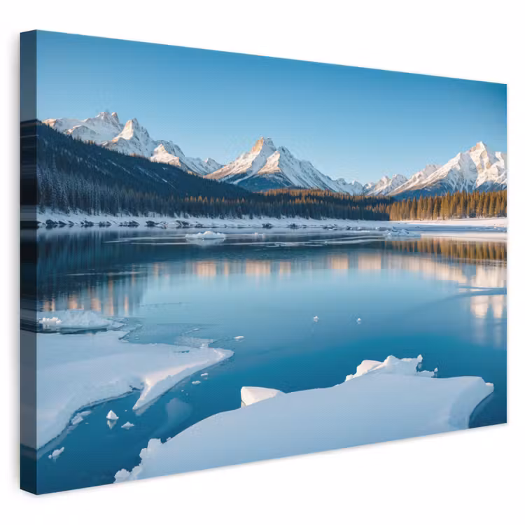 Canvas schilderij - Landschap - Winter - Meer - Bergen - Uitzicht - IJs — 1