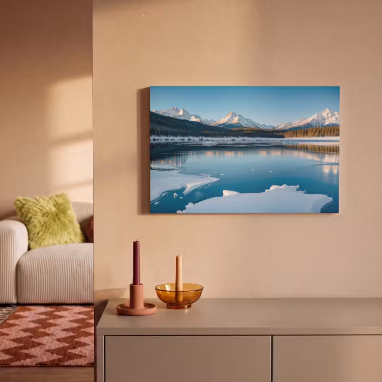 Canvas schilderij - Landschap - Winter - Meer - Bergen - Uitzicht - IJs — 2