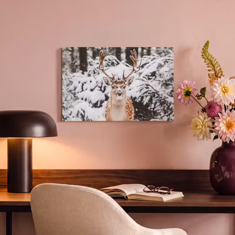 Canvas schilderij - Hert - Sneeuw - Winter - Bos - Dieren — 6
