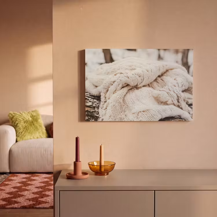 Canvas schilderij - Deken - Wit - Boomstronk - Winter - Sneeuw — 2