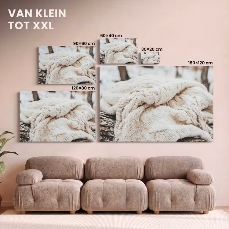 Canvas schilderij - Deken - Wit - Boomstronk - Winter - Sneeuw — 8