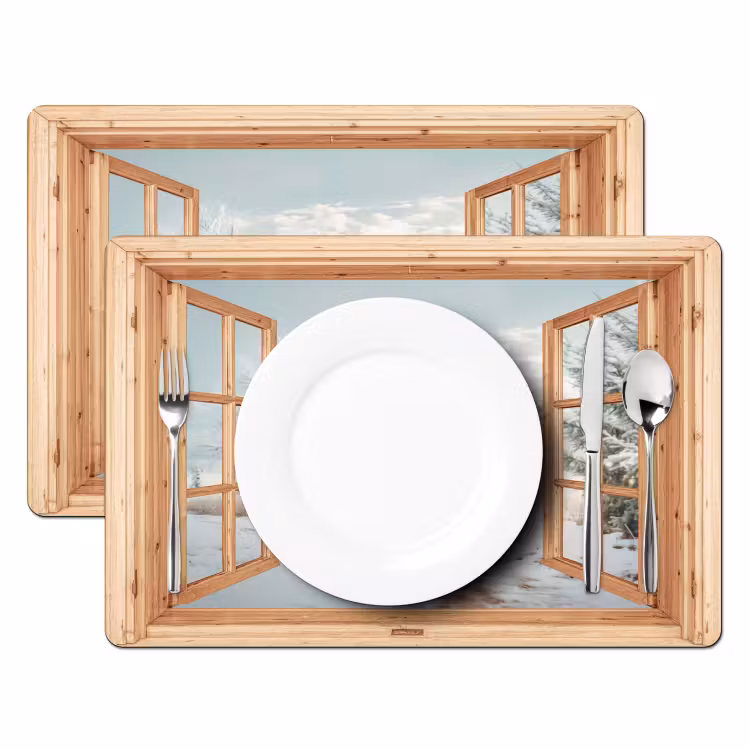 Placemat - 6 stuks - Doorkijk - Auto - Kerst - Cadeaus - Winter - Landschap — 2