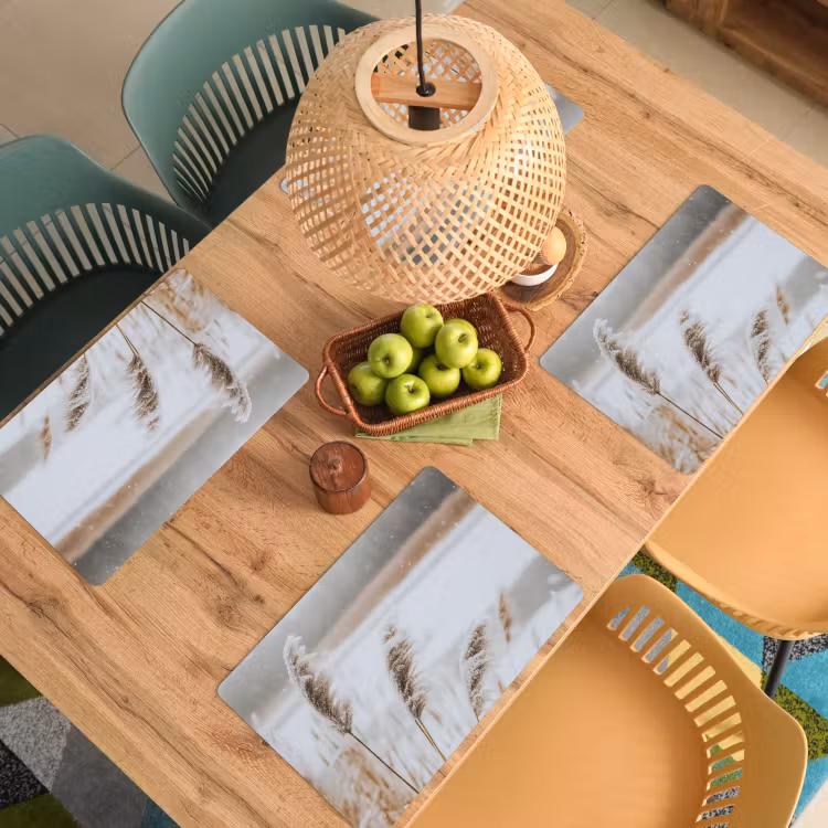 Placemat - 6 stuks - Riet - Meer - Winter - Natuur - Sneeuw - Beige — 4