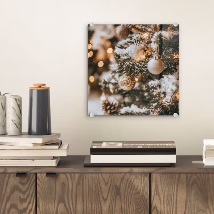Glas schilderij - Kerst - Kerstboom - Winter - Binnen - Sneeuw — 2