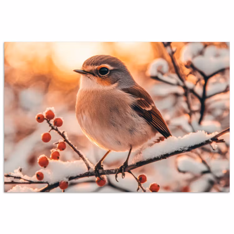 Poster - Vogel - Tak - Winter - Dieren - Sneeuw — 1