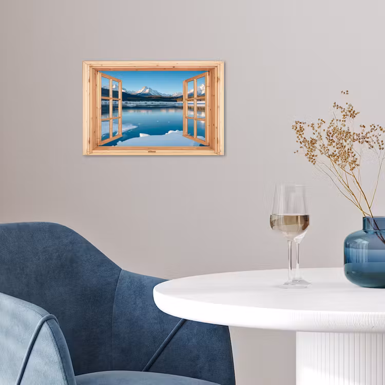 Poster - Doorkijk - Landschap - Winter - Meer - Bergen - Uitzicht — 4