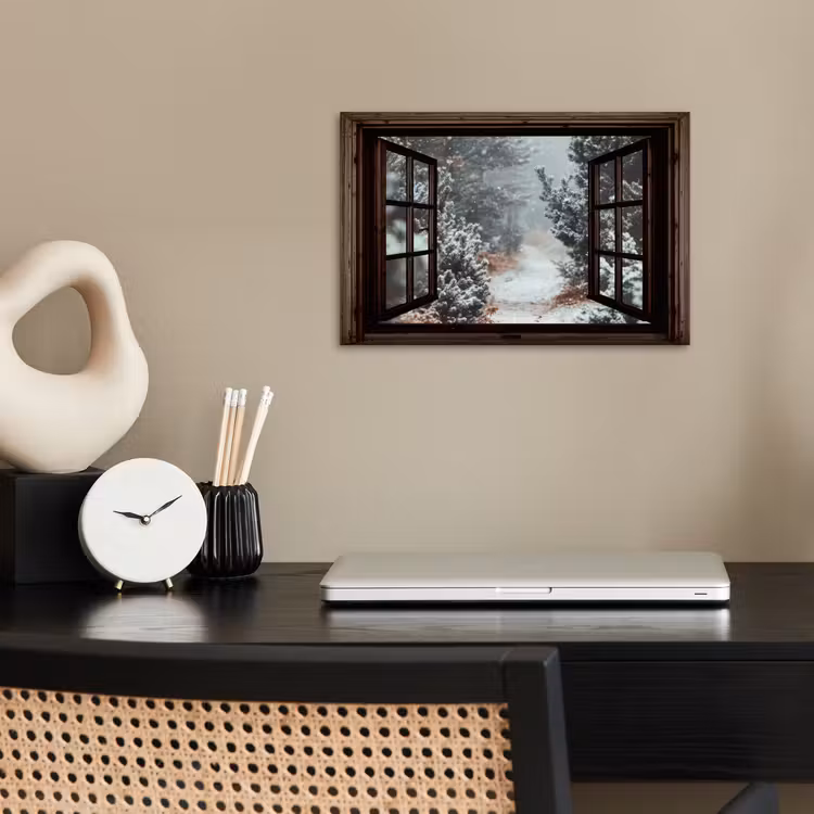 Poster - Bos - Winter - Bomen - Natuur - Pad - Doorkijk — 2