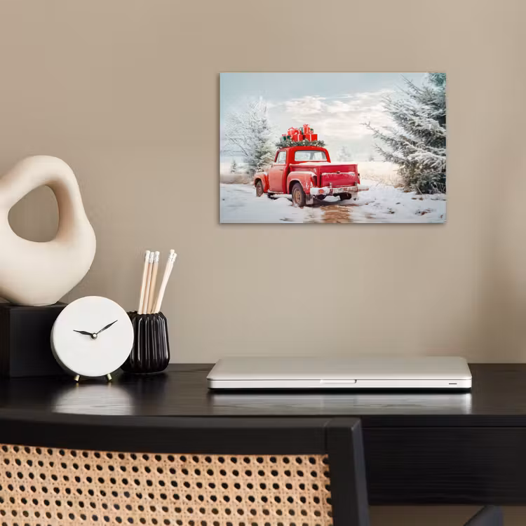 Poster - Auto - Rood - Cadeaus - Winter - Sneeuw - Kerst — 2