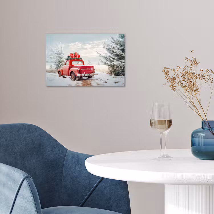 Poster - Auto - Rood - Cadeaus - Winter - Sneeuw - Kerst — 4