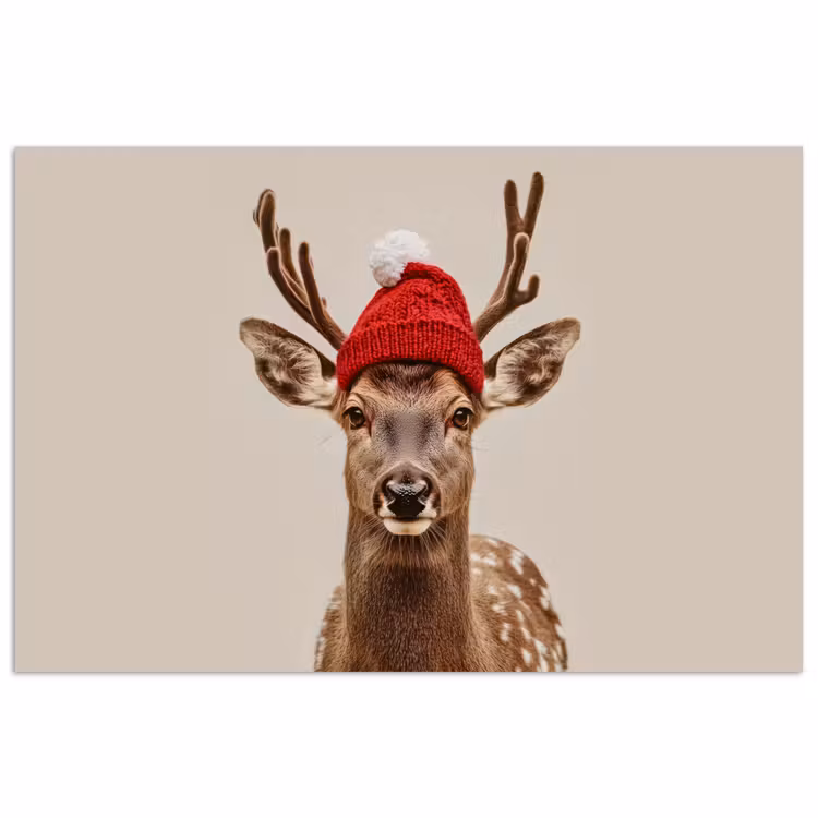 Poster - Hert - Kerst - Muts - Dieren - Winter - Grappig — 1
