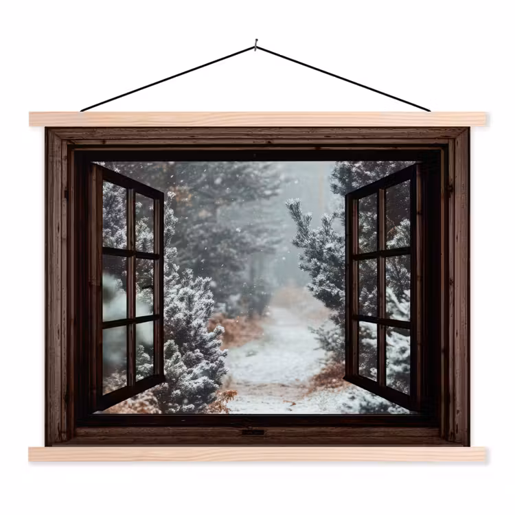 Schoolplaat - Bos - Winter - Bomen - Natuur - Pad - Doorkijk — 1