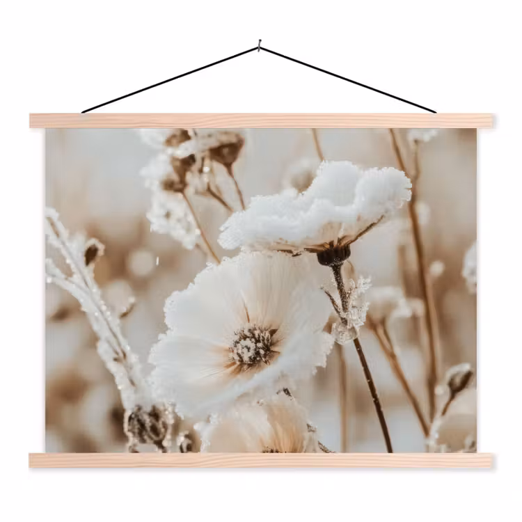 Schoolplaat - Bloemen - Winter - Wit - Sneeuw - Beige — 1