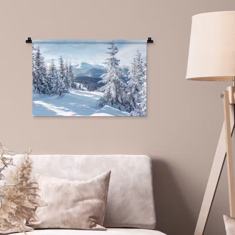 Wandkleed - Winterlandschap - Natuur - Berg - Bomen - Sneeuw — 2