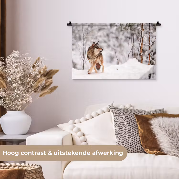 Wandkleed - Wolf - Winter - Sneeuw - Natuur - Dieren — 4
