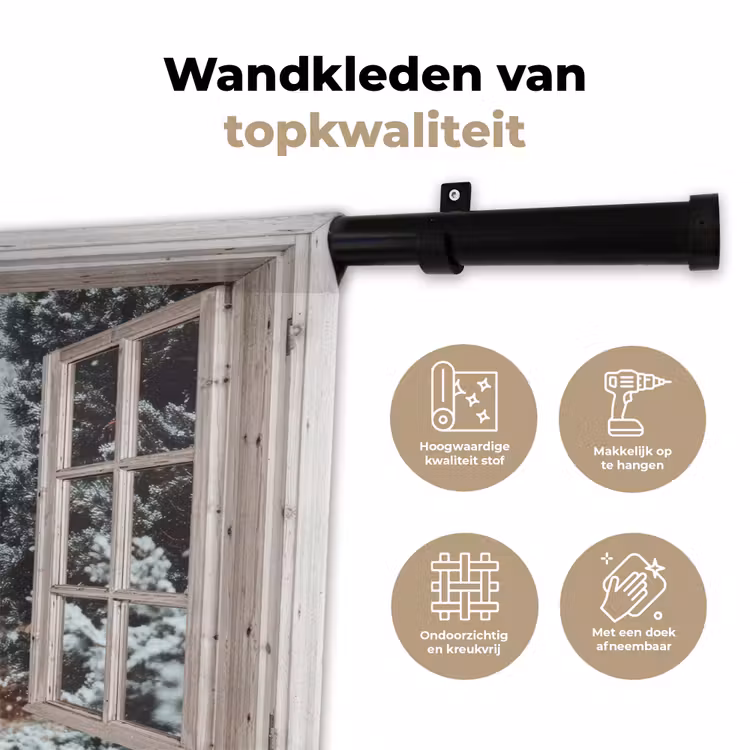 Wandkleed - Bos - Winter - Bomen - Natuur - Pad - Doorkijk - Wit — 3