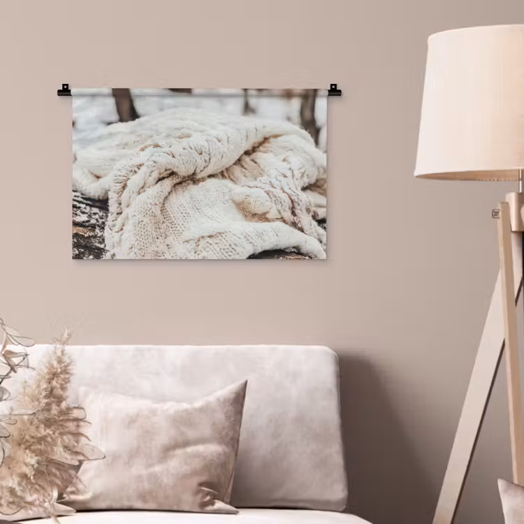 Wandkleed - Deken - Wit - Boomstronk - Winter - Sneeuw — 2