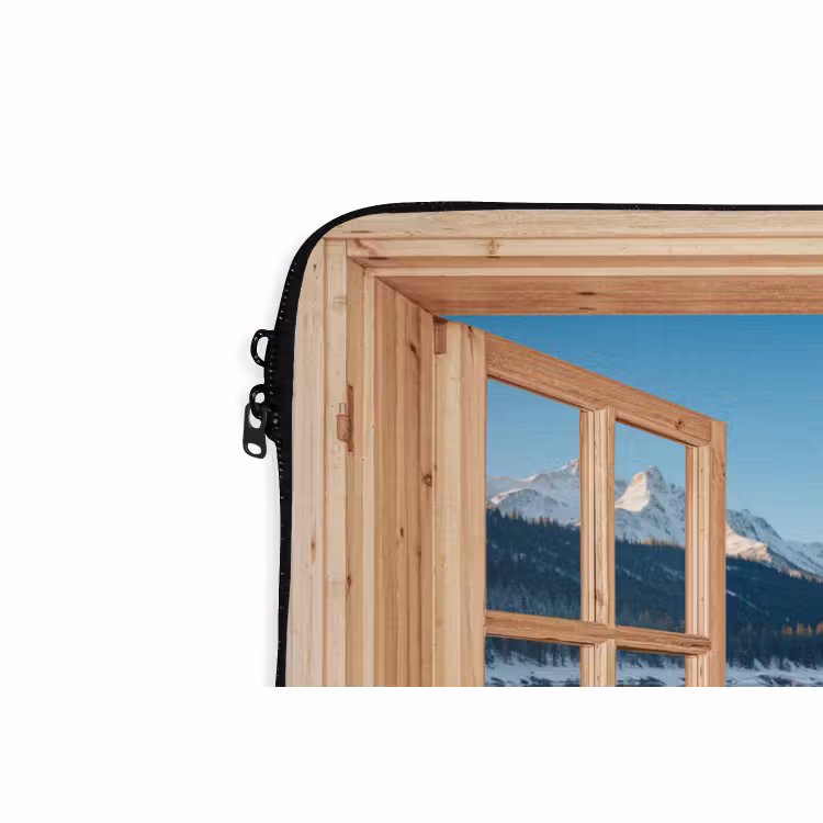 Laptophoes - Doorkijk - Landschap - Winter - Meer - Bergen - Uitzicht — 5